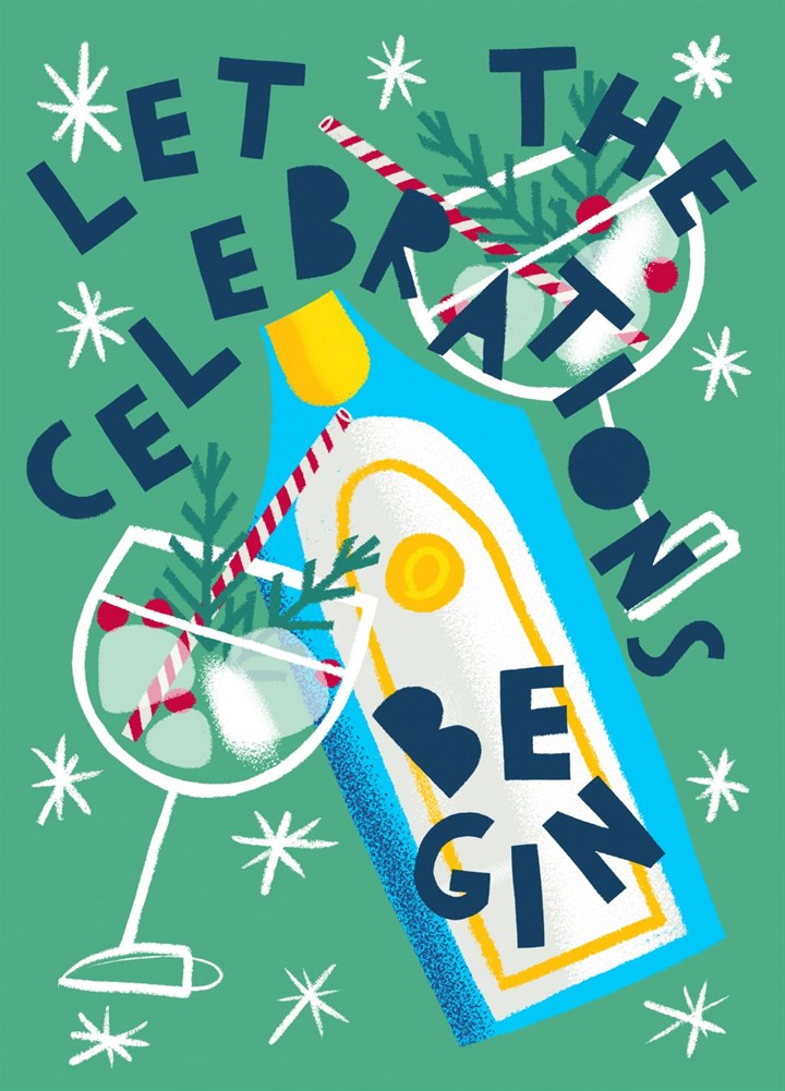 Let The Christmas Celebrations Be-Gin Card