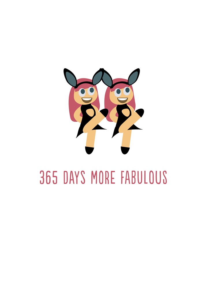 Two Pink Dancing Girls Emojis Card