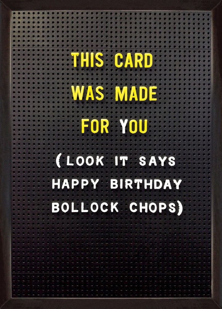 Bollock Chops Card