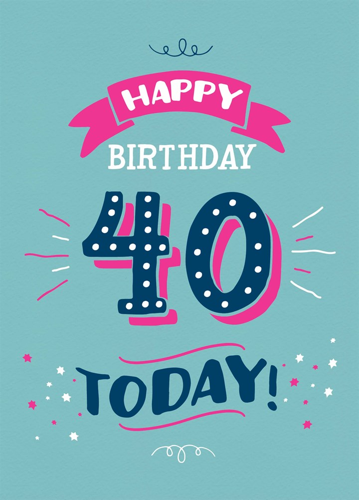 Happy Birthday 40 Today Card