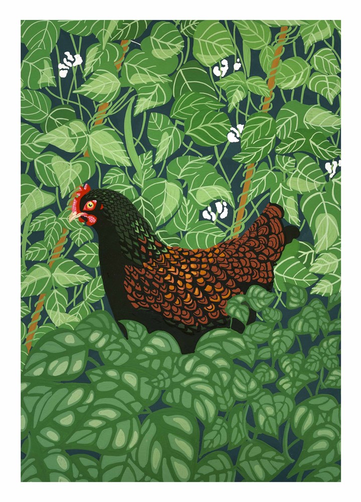 Hen In The Beans Card