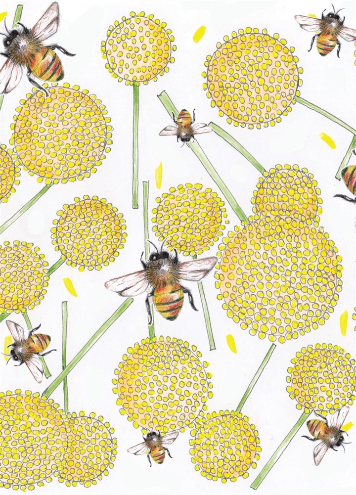 Honey Bees And Billy Buttons Card