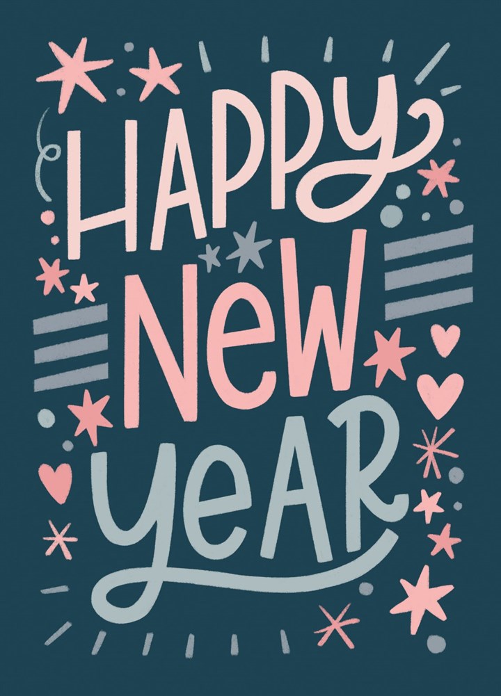 Happy New Year With Big Lettering Card