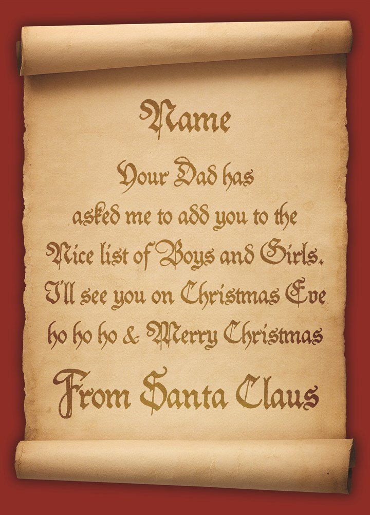 I Have Added You To The Nice List - Dad Card