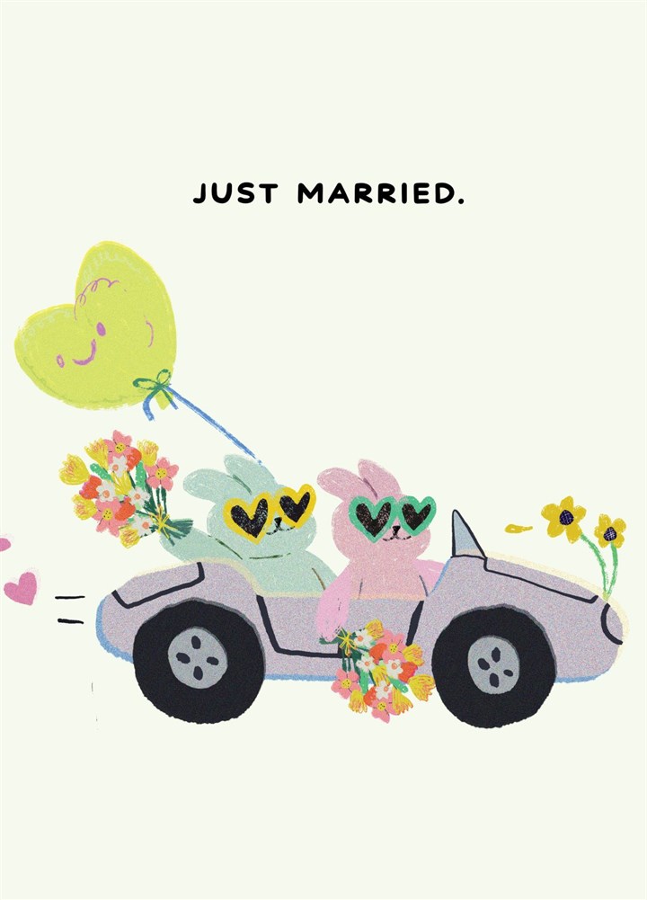 Just Married Bunnies Card