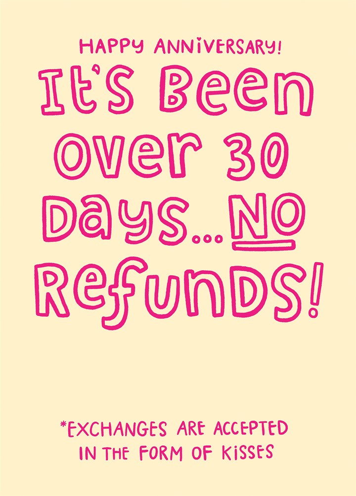Happy Anniversary - No Refunds Card