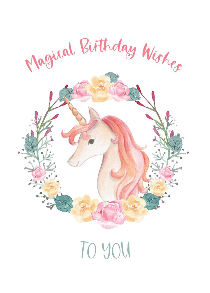 Magical Birthday Wishes Unicorn Card