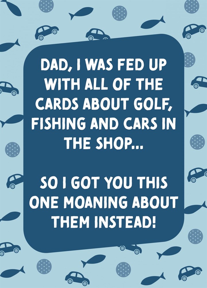 Golf Fish And Cars Dad Card