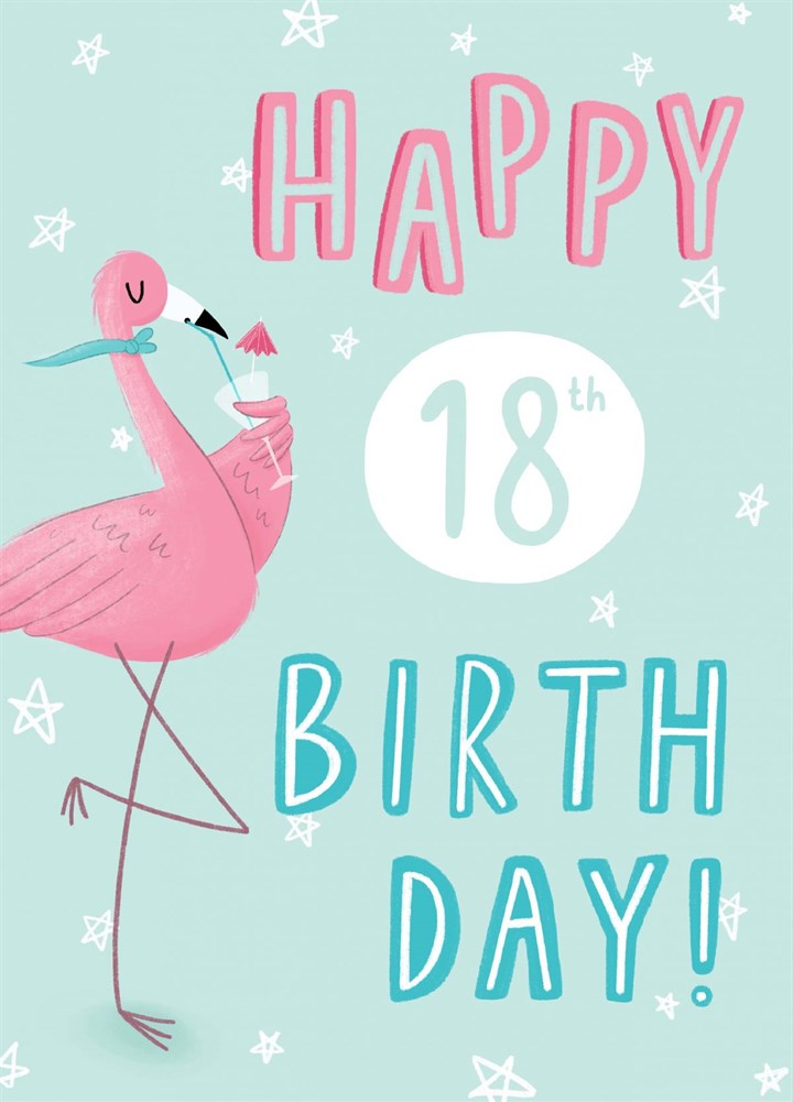 Happy 18th Birthday Flamingo Card