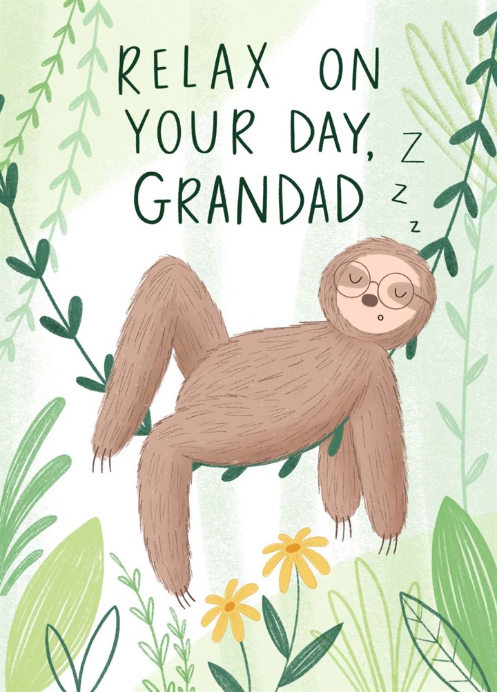 Sleeping Grandad Sloth Card