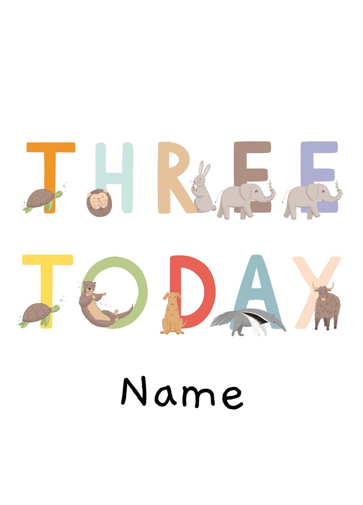 Three Today Personalised Card
