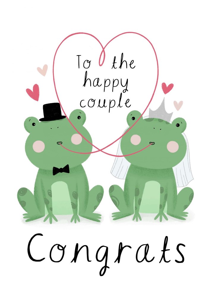 Mr & Mrs Wedding Frog Couple Card