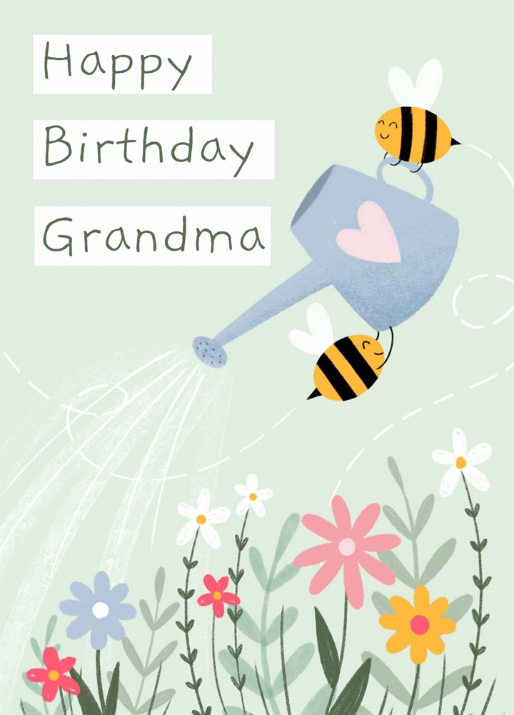 Birthday Grandma Gardening Bees Card