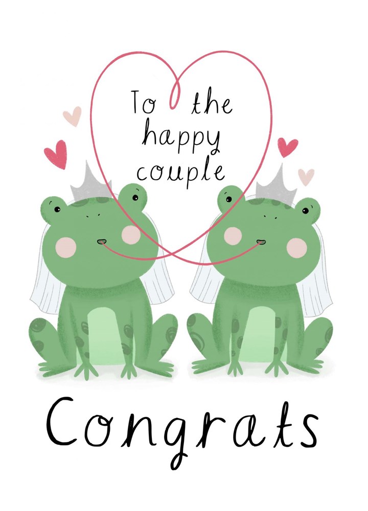 Mrs And Mrs Frog Wedding Card
