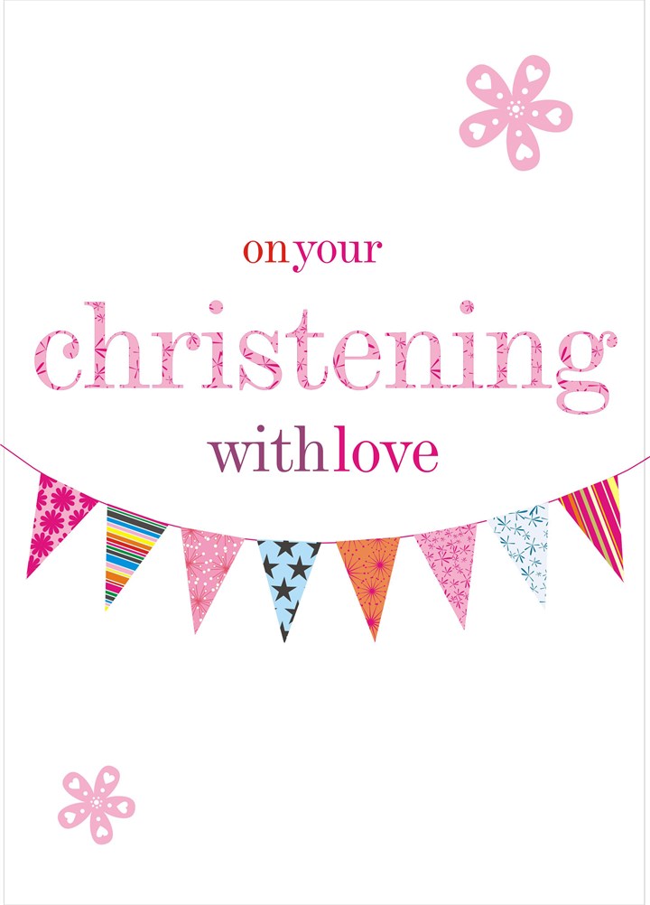 Bunting Christening Card