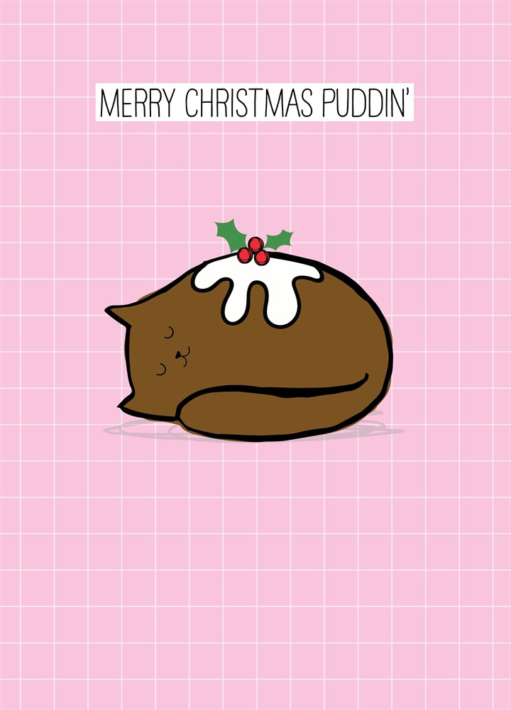 Christmas Puddin Cat Card