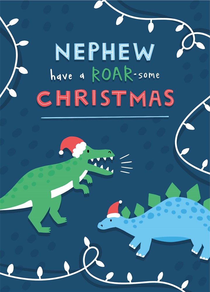 Nephew Roar-some Dinosaur Christmas Card