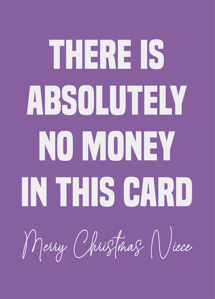 Niece No Money Christmas Card