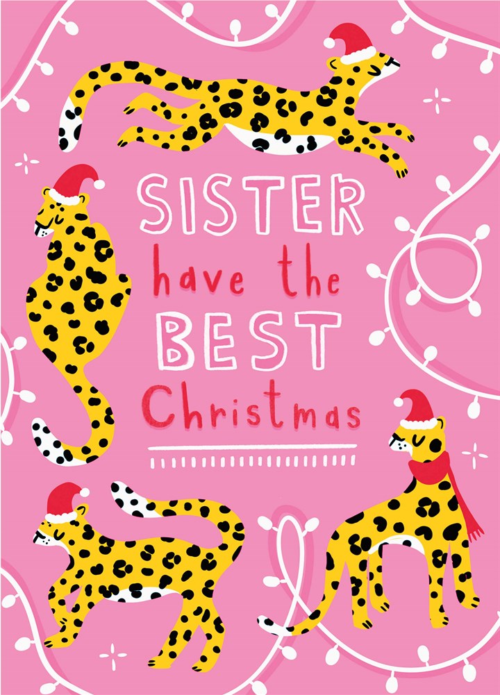 Sister Leopard Christmas Card