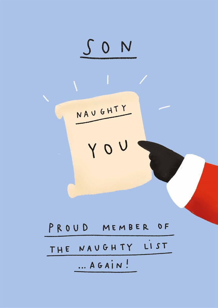 Son Naughty List Christmas Card