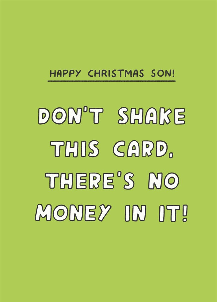 Son No Money Christmas Card