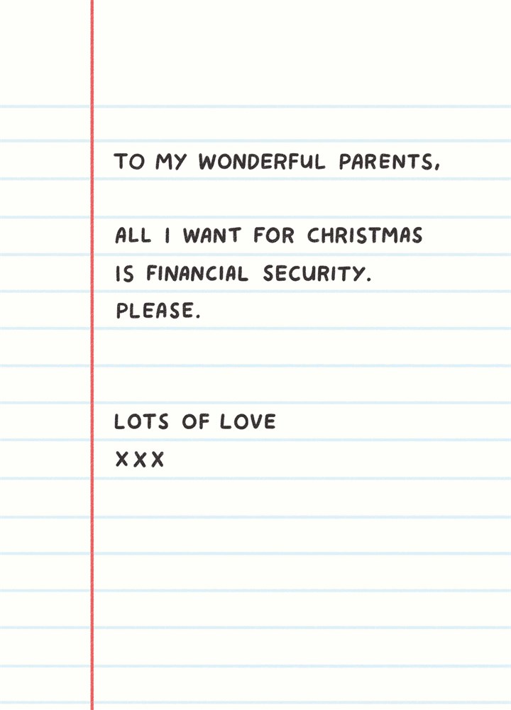 Parents Financial Security Christmas Card