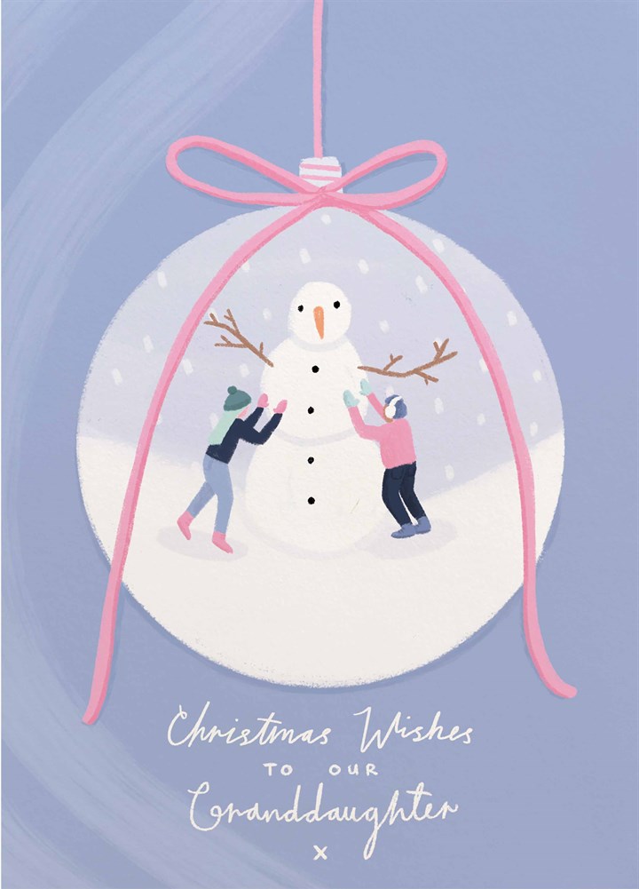Granddaughter Snowman Bauble Christmas Card