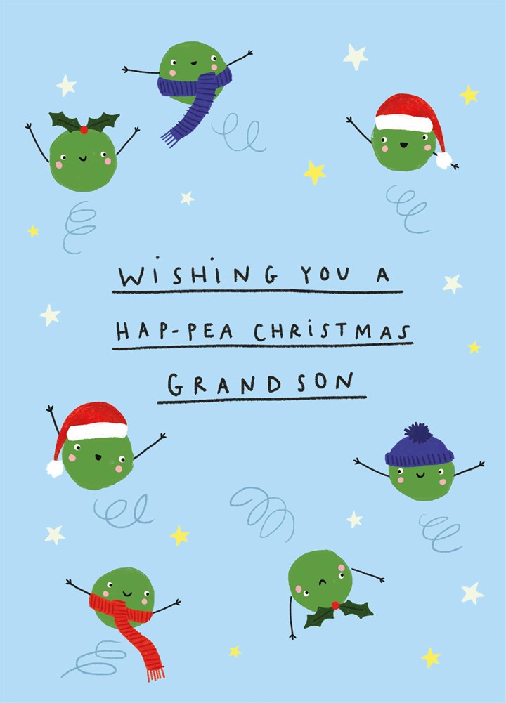 Grandson Hap-pea Christmas Card