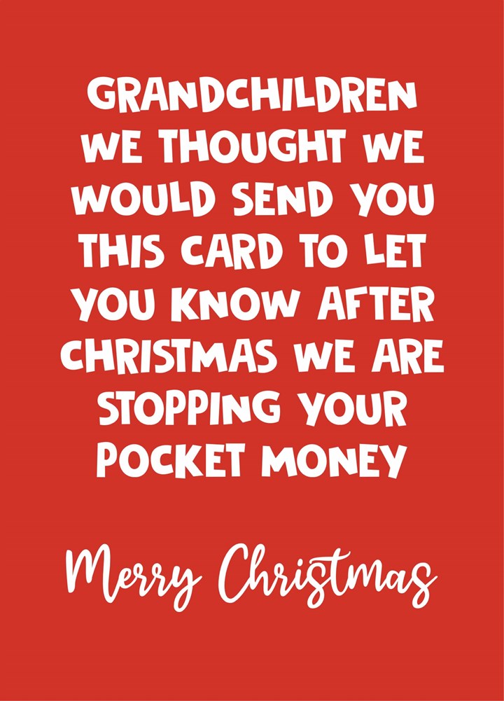 Grandchildren Pocket Money Christmas Card
