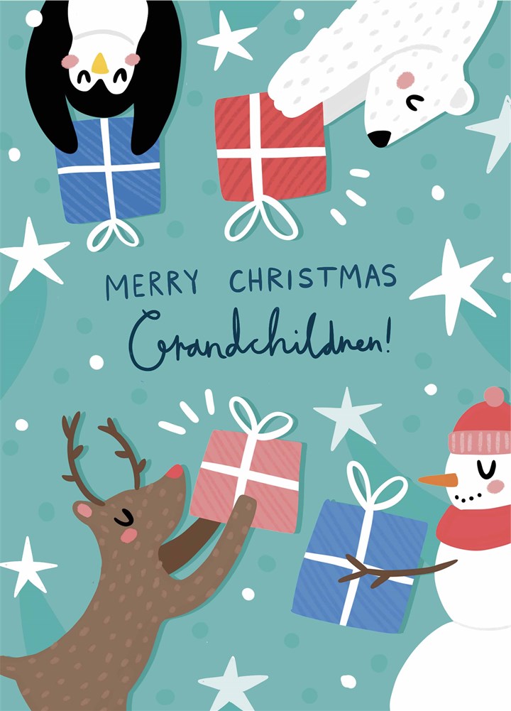 Grandchildren Festive Friends Christmas Card