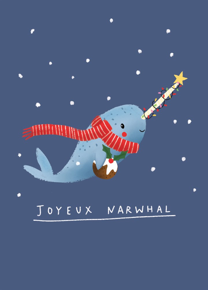 Joyeux Narwhal Christmas Card