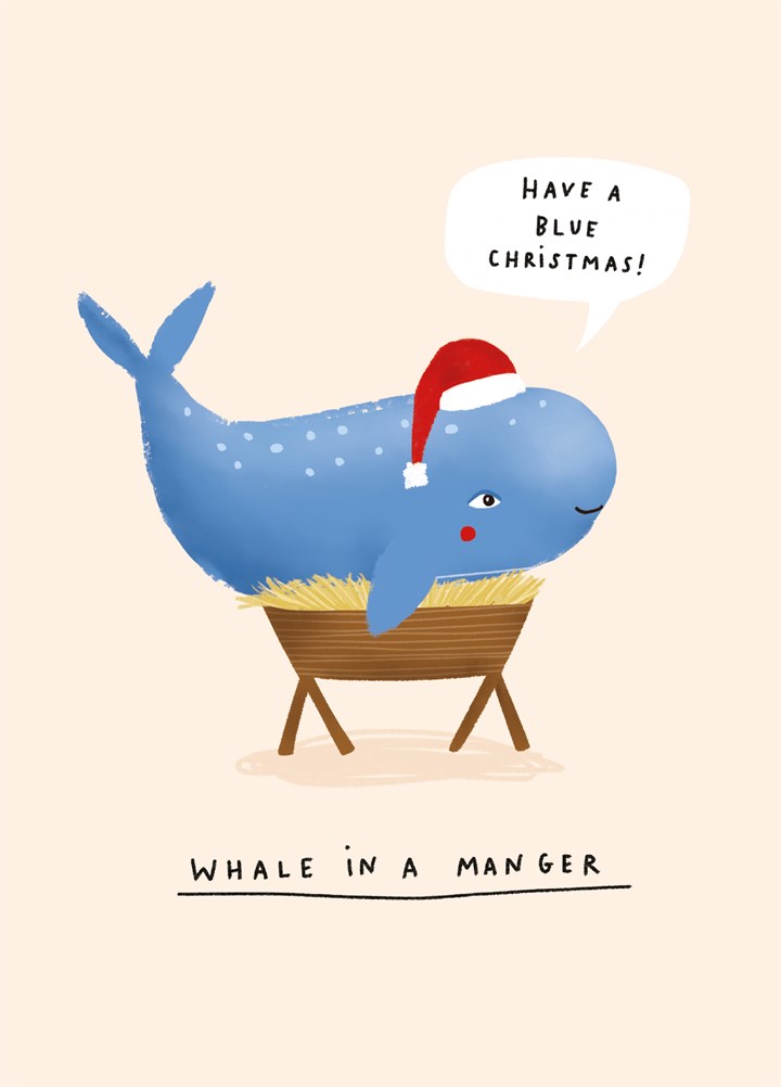 Whale In A Manger Christmas Card