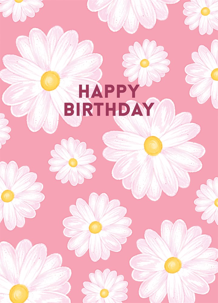 Happy Birthday Pink Daisies Card