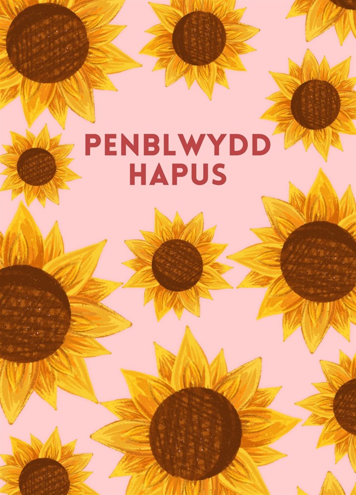 Penblwydd Hapus Sunflower Card