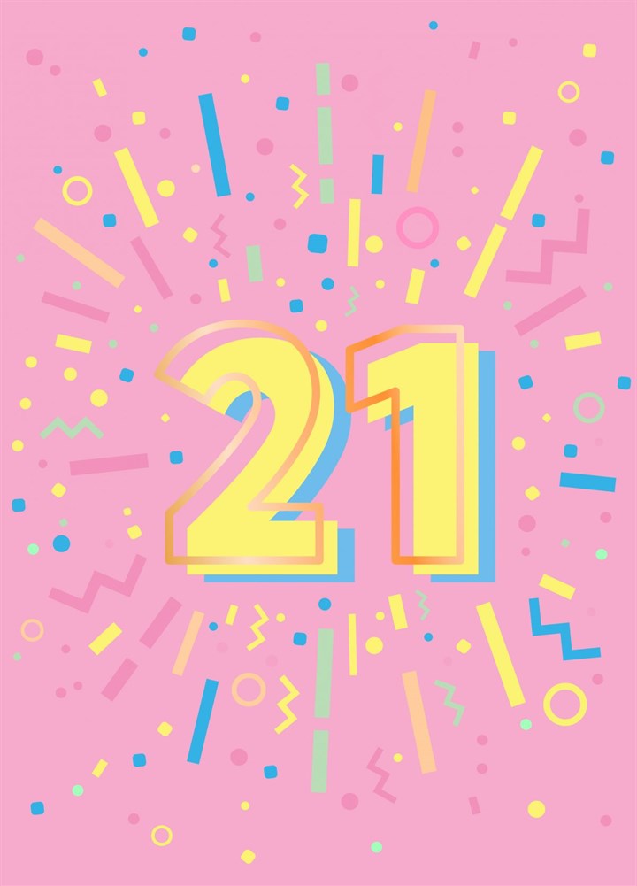 21st Birthday Pink Rose Gold Card