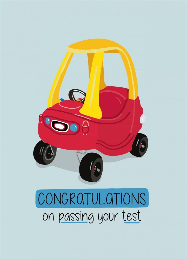 Congratulations Driving Test Toy Car Card