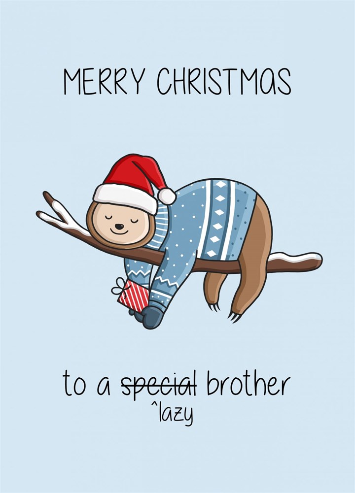 Christmas Sloth Lazy Brother Card