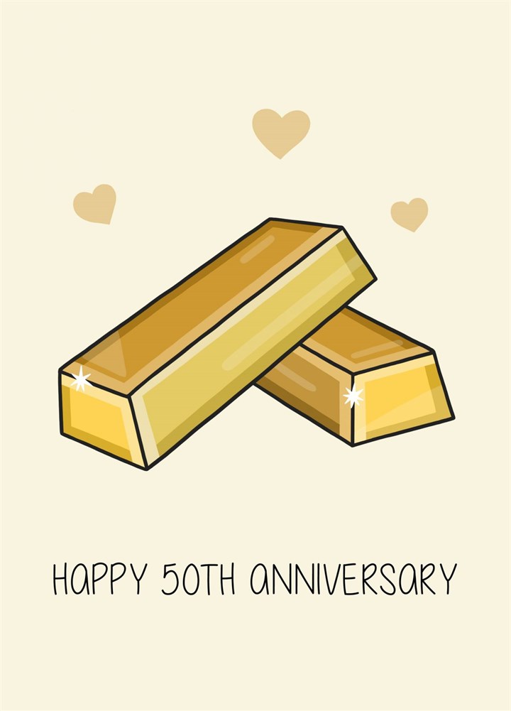 Happy 50th Anniversary Card Gold Card