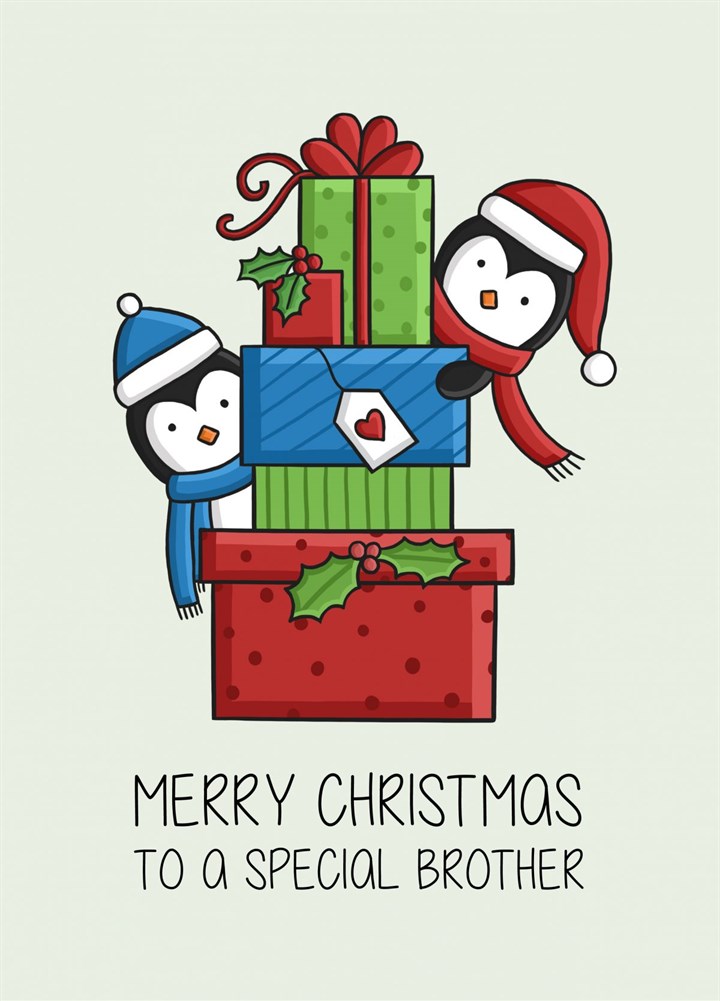 Christmas Penguin Special Brother Card