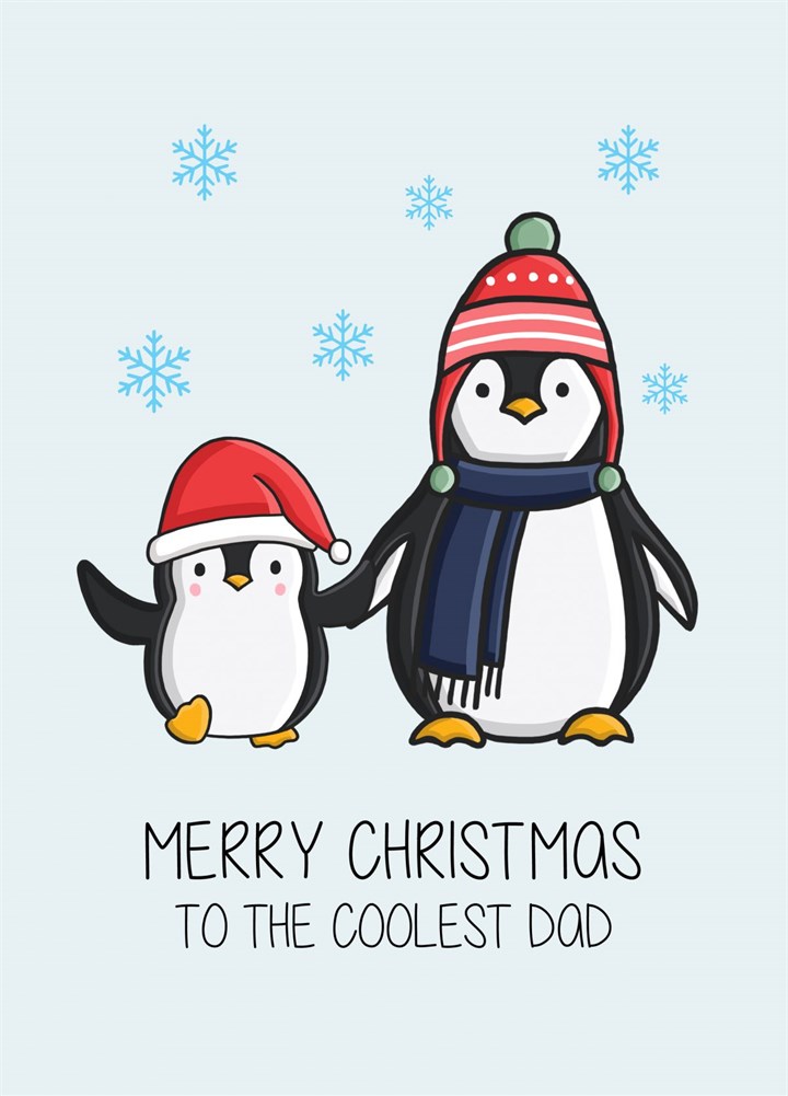 Christmas Penguin Coolest Dad Card