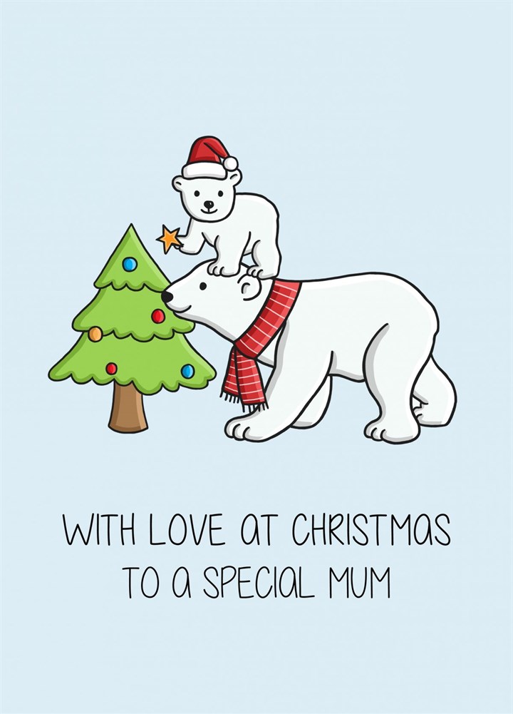 Christmas Polar Bear Special Mum Card