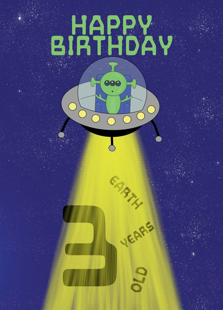 3 Earth Years Today Happy Birthday Card