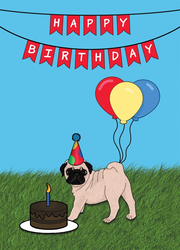Happy Birthday Pug Dog Card