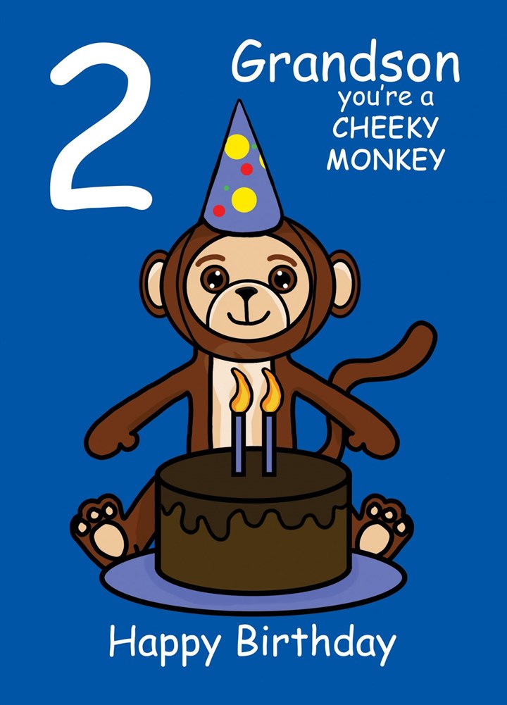Cheeky Monkey Grandson 2nd Birthday Card