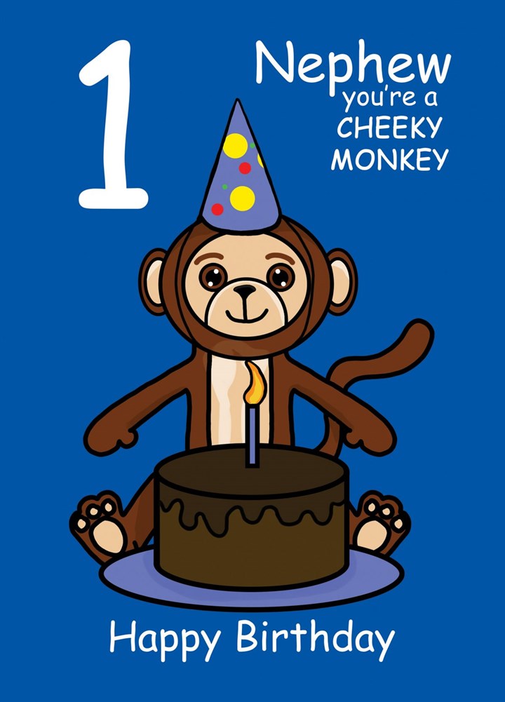 Cheeky Monkey Nephew 1st Birthday Card