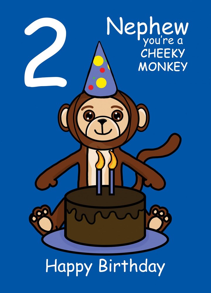 Cheeky Monkey Nephew 2nd Birthday Card