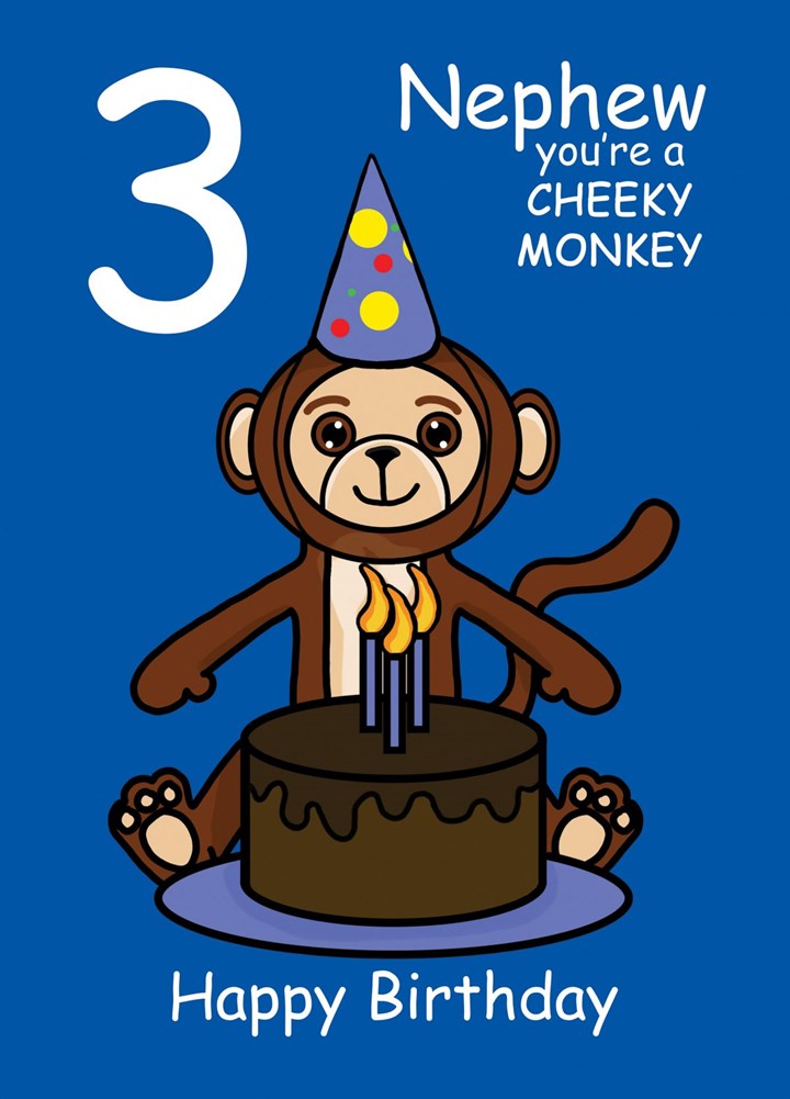 Cheeky Monkey Nephew 3rd Birthday Card