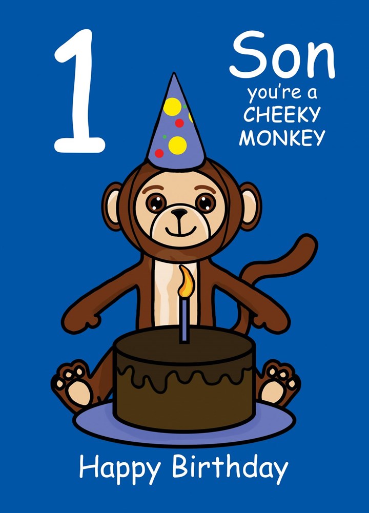 Cheeky Monkey Son 1st Birthday Card