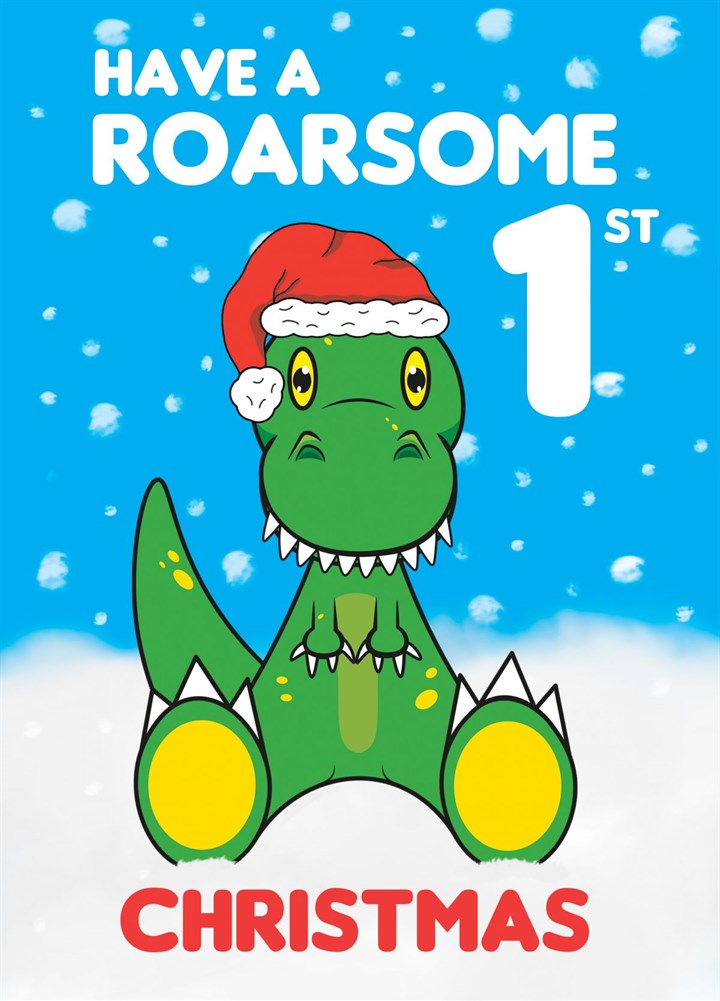 Dinosaur Roarsome 1st Christmas Card