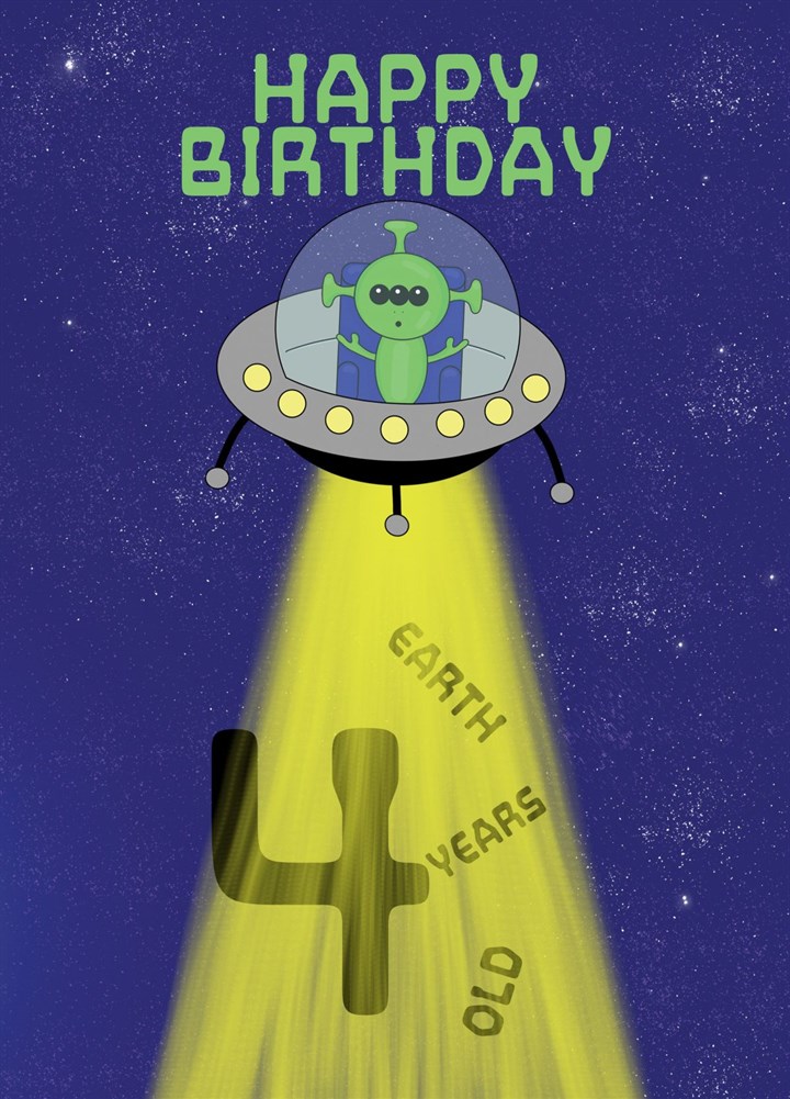 4 Earth Years Today Happy Birthday Card